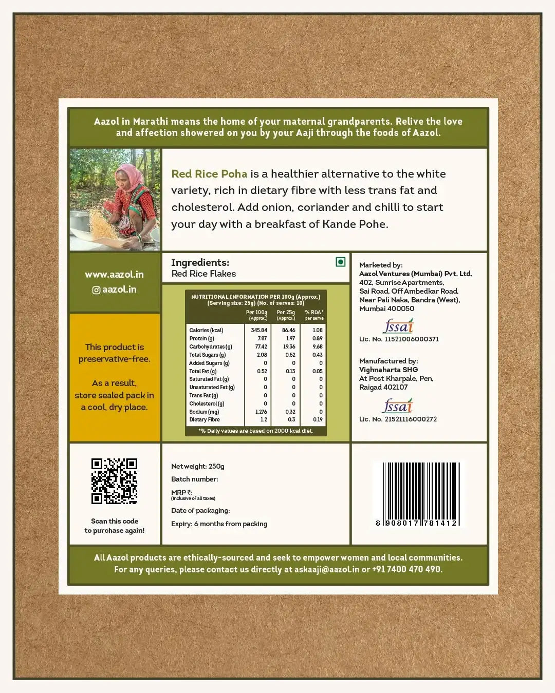 Healthy Red Rice Poha (250g/750g)