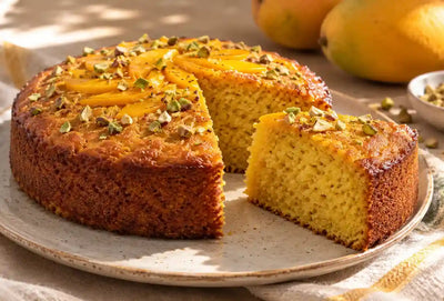 Eggless Alphonso Mango Khapli Cake