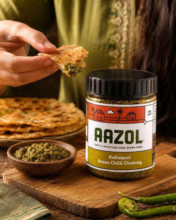 Green Chilli Chutney: Kolhapuri Thecha