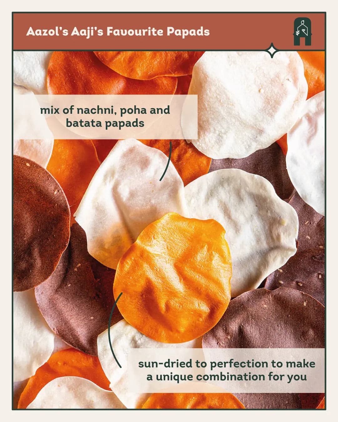 Aaji's Favourite Papads: Batata | Nachni | Poha - 100g Aazol