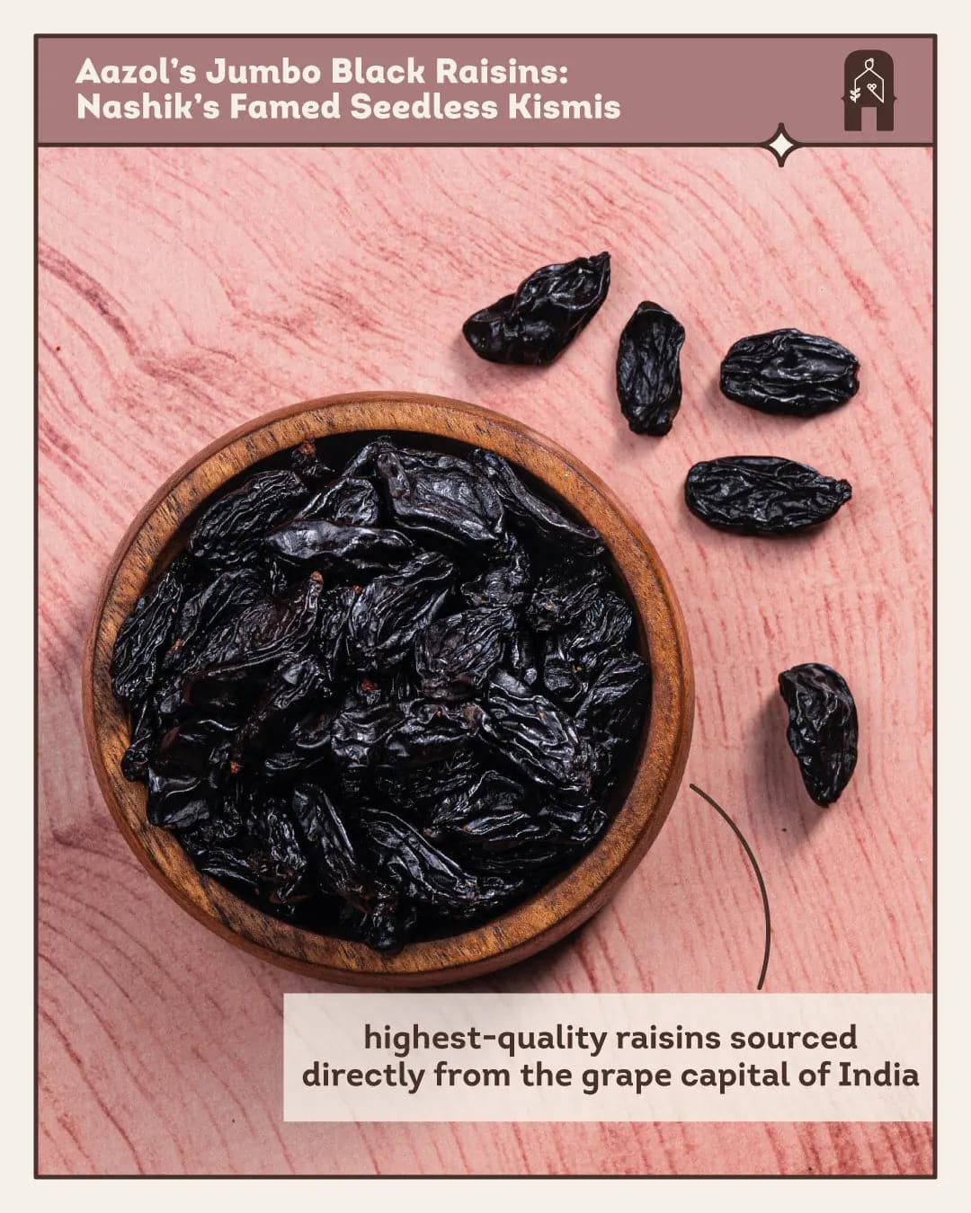 Jumbo Black Raisins: Nashik's Famed Seedless Kismis - 250g Aazol
