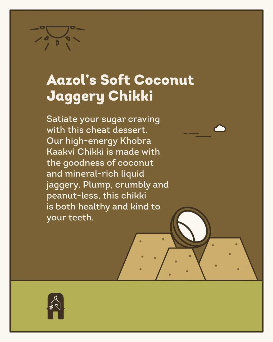 Soft Coconut Jaggery Chikki - 10pcs Aazol